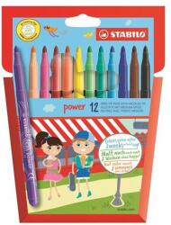STABILO Power Filctoll Készlet - 2 mm, 12 Különböző Szín (280/12-02/ 280/12-01)
