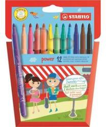 STABILO Filctoll készlet, 2 mm, STABILO "Power", 12 különböző szín (tst28012) - irodaszer