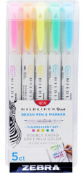 Zebra Ecsetirón Zebra Mildliner Brush&Marker Fluorescent 5-ös készlet (79105)