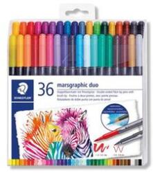 STAEDTLER Ecsetirón készlet, 0, 5-0, 8/1, 0-6, 0 mm, kétvégű, STAEDTLER "3001", 36 szín (ts3001tb36) - irodaszer