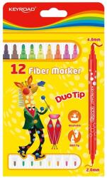 Keyroad Rostirón, filctoll készlet 2 mm/4 mm kétvégű 12 db/bliszter Keyroad Duo Tip vegyes színek (KR971414) - web24