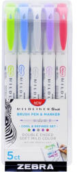 Zebra Ecsetirón Zebra Mildliner Brush&Marker Cool&Refined 5-ös készlet (79205)