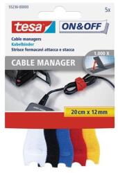 TESA Kábelkötegelő, tépőzáras, TESA "On&Off", vegyes színek, 5db/cs (55236-00000-01) - iconink