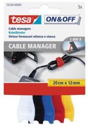 TESA Kábelkötegelő, tépőzáras, TESA "On&Off", vegyes színek, 5db/cs (55236-00000-01) - nyomtassingyen