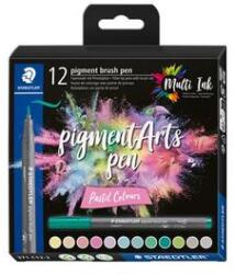 STAEDTLER Ecsetirón készlet, STAEDTLER "Pigment brush 371", 12 különböző pasztell szín (ts371c122) - irodaszer