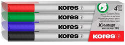 Kores Tábla- és flipchart marker készlet, 1-3 mm kúpos, KORES "K-Marker", 4 különböző szín (IK22840) - fapadospatron