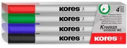 Kores Tábla- és flipchart marker készlet, 1-3 mm kúpos, KORES "K-Marker", 4 különböző szín (IK22840) - jatekotthon