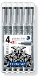 STAEDTLER Tusfilc készlet Pigment Liner 308 4+2 fekete (308 SB6P)
