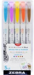 Zebra Mildliner Brush Warm 5db-os kettős végű ecset marker (79305) - bevachip