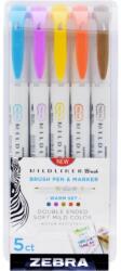 Zebra 79305 Mildliner Brush Warm kettős végű ecset marker készlet 5 db (79305)