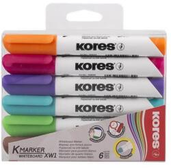 Kores Tábla- és flipchart marker készlet, 1-3 mm, kúpos, KORES "K-Marker", 6 különböző szín (IK20802) - jatekotthon