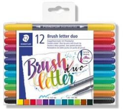 STAEDTLER Ecsetirón készlet, 0, 5-0, 8/1, 0-6, 0 mm, kétvégű, STAEDTLER "3004"", 12 szín (ts3004tb12) - irodaszer