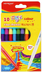 Keyroad Rostirón, filctoll készlet 10 db/doboz Keyroad Magic fiber marker 18 klf. szín (KR972227) - cartridge