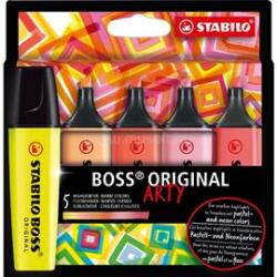 STABILO BOSS ORIGINAL ARTY meleg színek 5 db/csomag szövegkielemő készlet (STABILO_70/5-02-1-20) (STABILO_70/5-02-1-20)