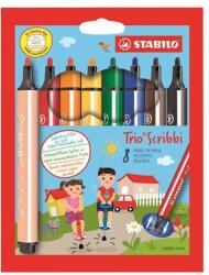STABILO Trio Scribbi Filctoll Készlet - 1, 5-2 mm, Rugós Hegy, 8 Különböző Szín (368/8-03/ 368/8-01)