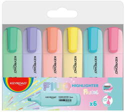 Keyroad Szövegkiemelő készlet vágott hegyű, lapos test 6 db/bliszter Keyroad FluoPastel pasztell színek (38510) - printsisters