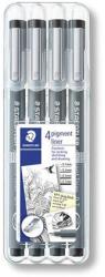 STAEDTLER Pigment Liner 308 Tusfilc Készlet - Fekete, 4 Darab (308 WP4)