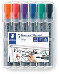 STAEDTLER Flipchart marker készlet, 2 mm, kúpos, STAEDTLER "Lumocolor 356", 6 különböző szín (TS356WP6) - irodaoutlet