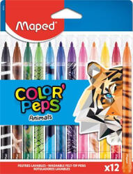Maped Filctoll készlet, 2, 8 mm, kimosható, MAPED "Color'Peps Animals", 12 különböző szín