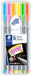 STAEDTLER Tűfilc készlet, 0, 3 mm, STAEDTLER "Triplus 334", 6 neon szín