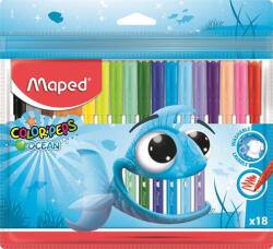Maped Filctoll készlet, 2 mm, kimosható, MAPED "Color'Peps Ocean", 18 különböző szín