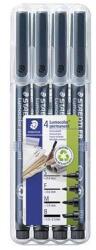 STAEDTLER Lumocolor 31 Alkoholos Marker Készlet - OHP, 4 Különböző Vonalvastagság, Fekete (31-9WP4GS)