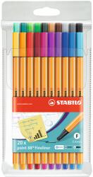 STABILO Rostirón, tűfilc készlet, 0, 4mm, 8820 Stabilo Point 88, 20 klf. szín (8820) - best-toner