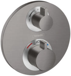 Hansgrohe Ecostat S, rejtett termosztatikus csaptelep 2 készülékhez, szálcsiszolt fekete króm, 15758340 (HAN-15758340)