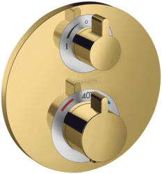 Hansgrohe Ecostat S, rejtett termosztatikus csaptelep 2 készülékhez, csiszolt arany megjelenés 15758990 (HAN-15758990)