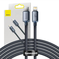 Baseus Crystal Shine USB-C-Lightning kábel, 20W, PD, 2m (fekete) (22714)