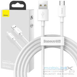 Baseus Simple Wisdom Micro-USB - USB kábel, 2.1A, 1.5m, fehér, 2db