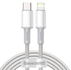 Baseus USB-C - Lightning kábel, nagy sűrűségű fonott, 20 W, PD, 2 m (fehér) (20198)
