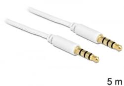 Delock sztereó kábel 3.5 mm 4 pin csatlakozó > csatlakozó, 5 m, fehér (83443) - aqua