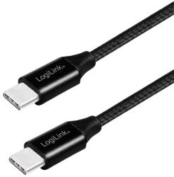 LogiLink USB 2.0 kábel, USB-C/M - USB-C/M, szövet, fém, 0.3 m