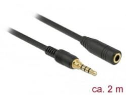 Delock sztereó jack hosszabbító kábel 3, 5 mm 4 pin apa > anya 2m fekete (85631)