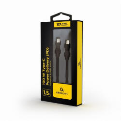 VEZ Gembird kábel - USB Type-C apa - USB Type-C apa 2.0 adat+töltőkábel 100W, Gyorstöltés, 1, 5m, fekete) (CC-USB2-CMCM100-1.5M) - haztartasibolt