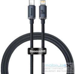 Baseus Crystal USB-C-Lightning kábel, 20W, PD, 1.2m, fekete - mobil-box