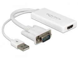 Delock 62460 VGA-HDMI adapter audió funkcióval fehér