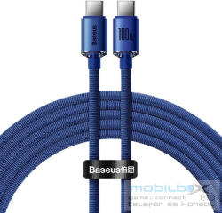 Baseus Crystal Shine USB-C-USB-C kábel, 100W, 2m, kék - mobil-box