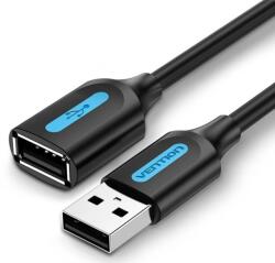 Vention USB-A 2.0/M - USB-A 2.0/F (hosszabbító, PVC fekete), 2m, kábel