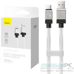 Baseus CoolPlay USB / USB-C töltő- és adatkábel, 100W, 2m, fehér - mobil-box