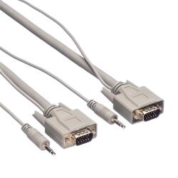 Roline 11.04. 5156-20 VGA + 3.5 mm Jack Apa - Apa Kábel - 6 m, Bézs