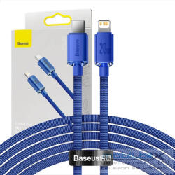 Baseus Crystal Shine USB-C-Lightning kábel, 20W, PD, 2m, kék - mobil-box