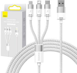 Baseus StarSpeed 3 az 1-ben kábel USB - USB-C + Micro-USB + Lightning, 3, 5A, 1.2m (fehér) (27313)