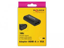 Delock HDMI M HDMI M /VGA F Adapter Kábel 0.15m Fekete