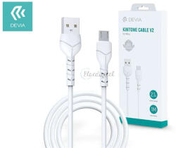 DEVIA USB - micro USB adat- és töltőkábel 1 m-es vezetékkel - Devia Kintone Cable V2 Series for Micro USB - 5V/2.1A - fehér - bluedigital
