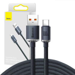 Baseus Cablu Alimentare si Date Baseus Crystal Shine Fast Charging USB la USB Type-C 100W 2m Negru (23213)