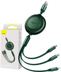 Baseus Bright Mirror 2, 3 az 1-ben Micro USB / Lightning / USB-C kábel, 3, 5 A, 1, 1m (zöld) (25213)