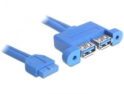 Delock USB 3.0-ás pin fejes kábel, anya 2 x USB 3.0-A anya párhuzamos