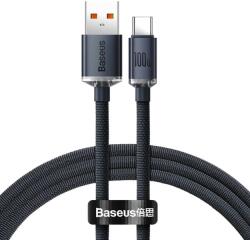 Baseus Type-C gyorstöltő adatkábel, fast charge, szövettel bevont, fekete, 1, 2M, 100W, Baseus Crystal Shine Series